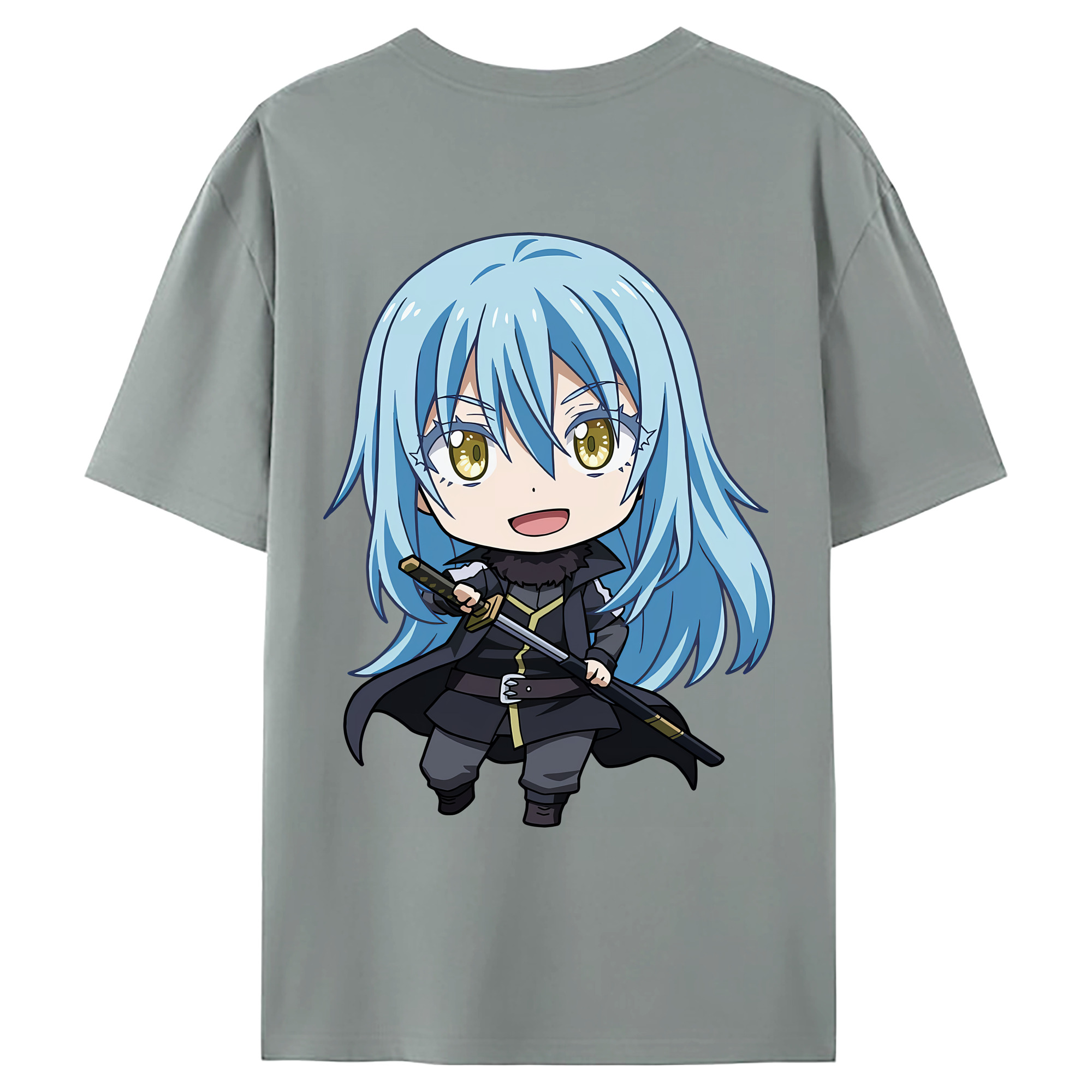 （画像用） 転スラ Regarding Reincarnated to Slime 綿100％ メンズ半袖Tシャツ（バックプリント） 通気性